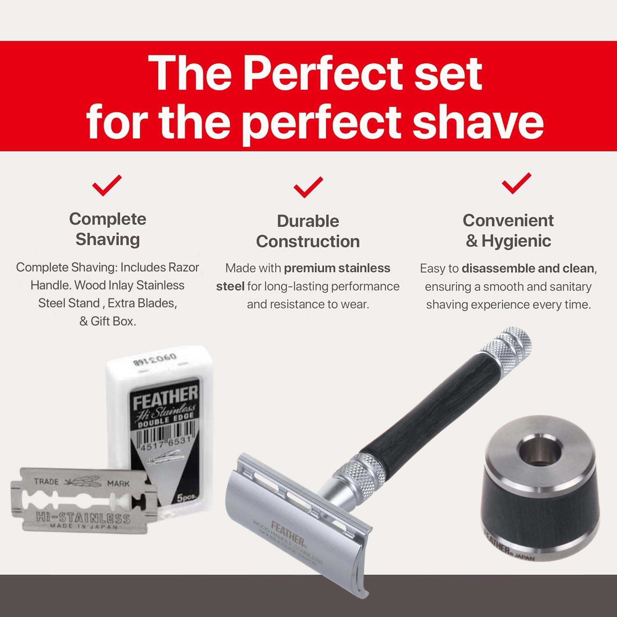 Amazon.com: Feather - Wood Handle Stainless Double Edge Razor with